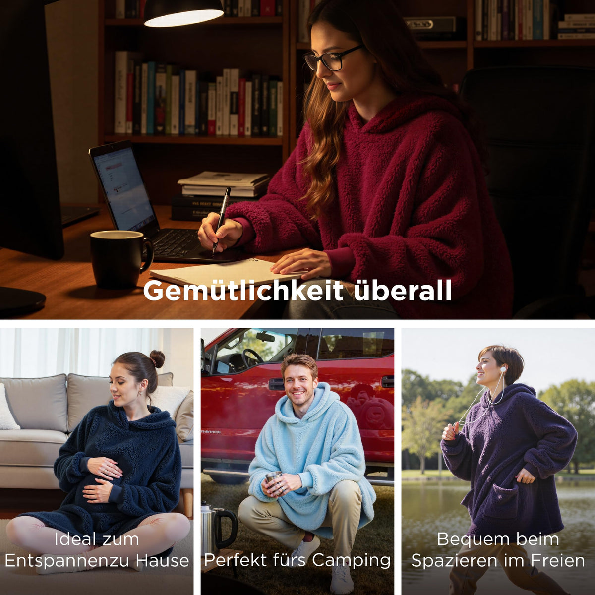 BEDSURE Hoodie Decke mit Ärmeln Geschenke Grau - 95x85cm