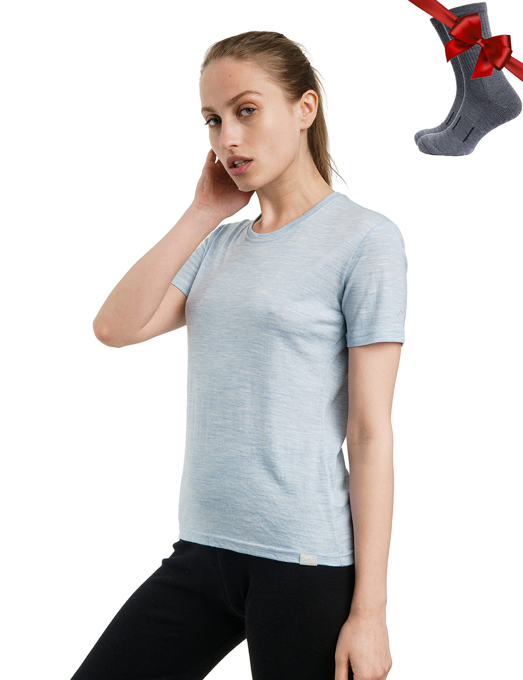 Merino.tech 100% Merino Shirt Damen Wandern & Alltag + Wandersocken