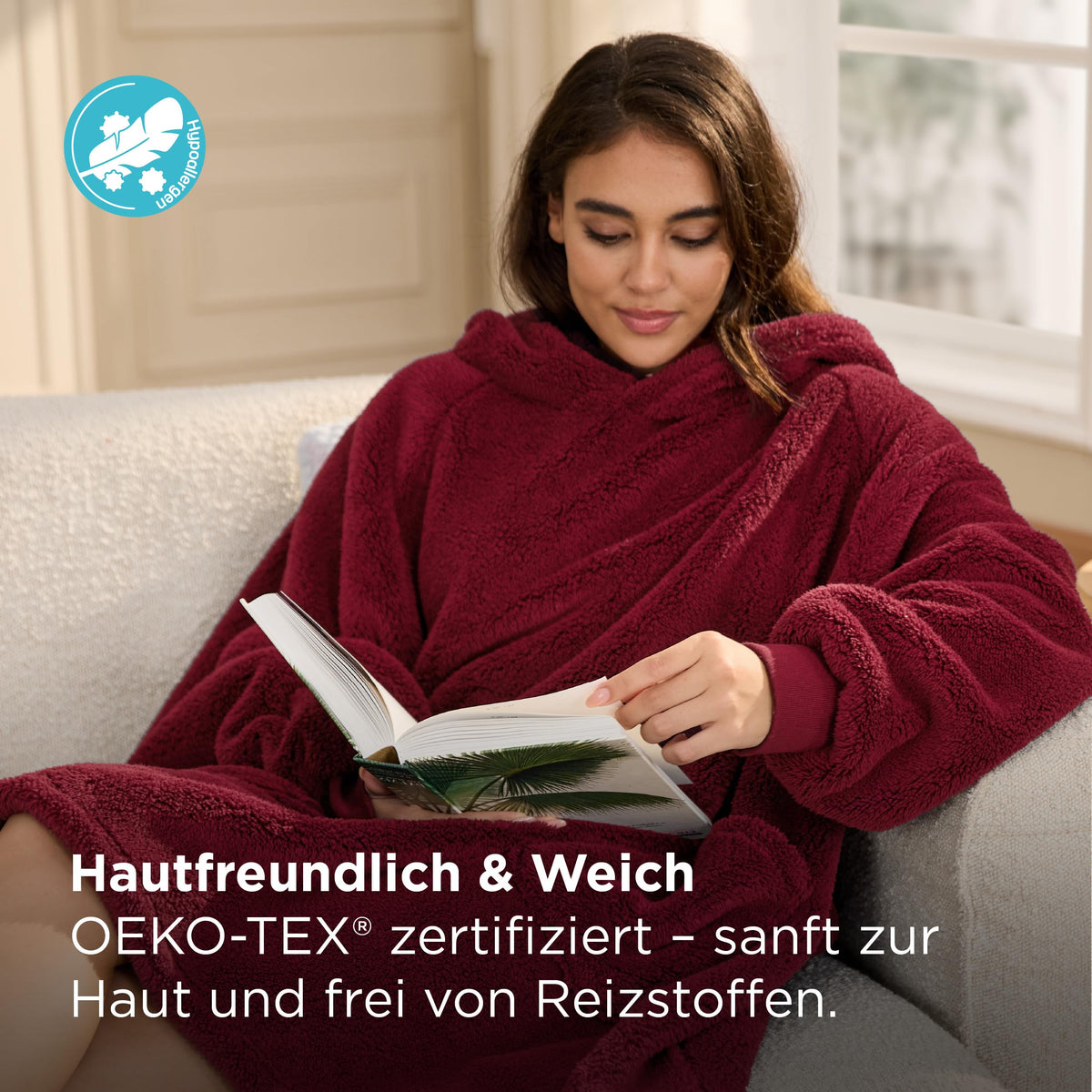 BEDSURE Hoodie Decke mit Ärmeln Geschenke Grau - 95x85cm
