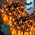 Dalugo 2 Stück Lichterkette Orange, 5M 50 LED Kabel grün mit 6h Timer, IP65 Wasserdicht Batterie für Innen außen dekorationen