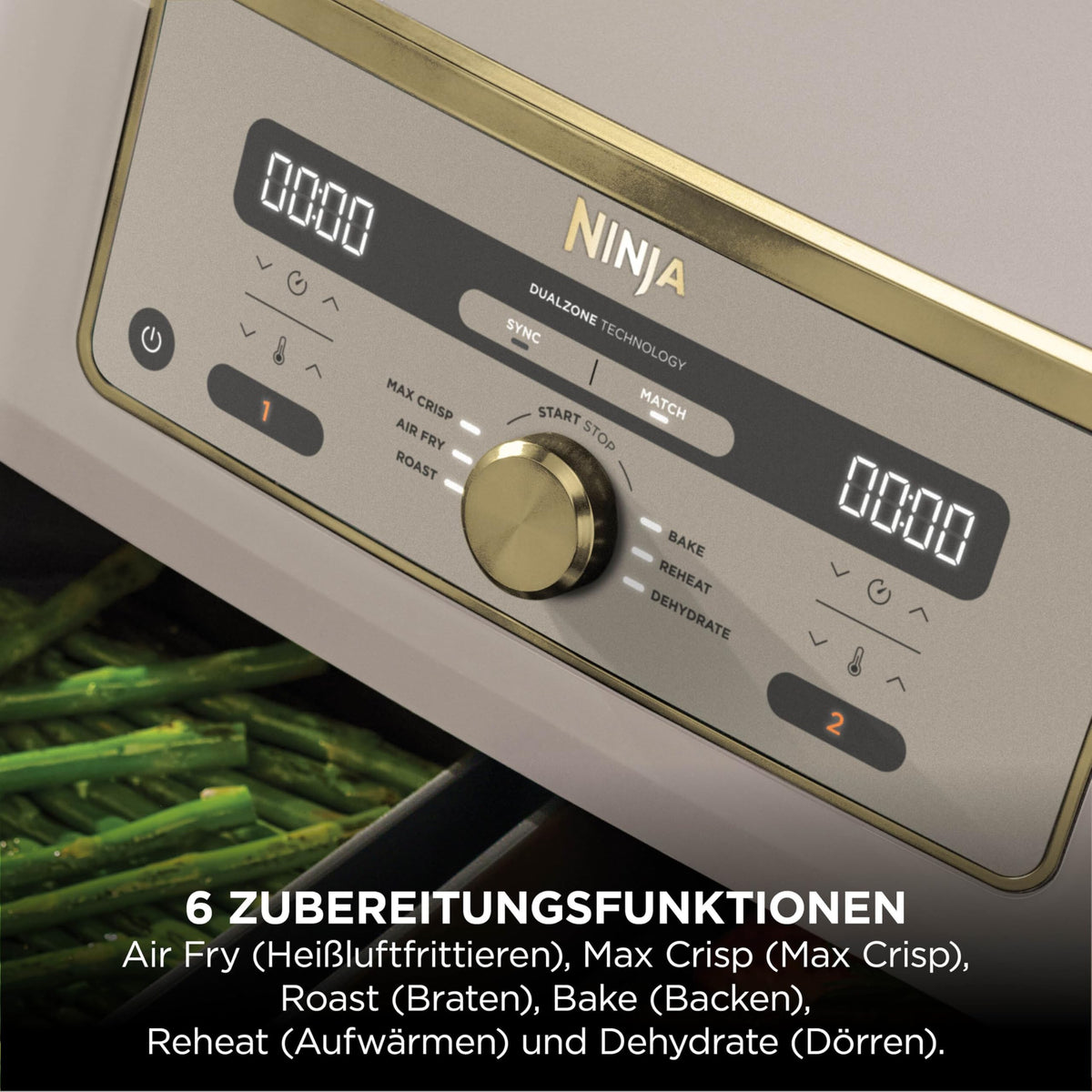 Ninja Dual Zone digitale Heißluftfritteuse, 9,5 L, 6-in-1, Metallic Grau