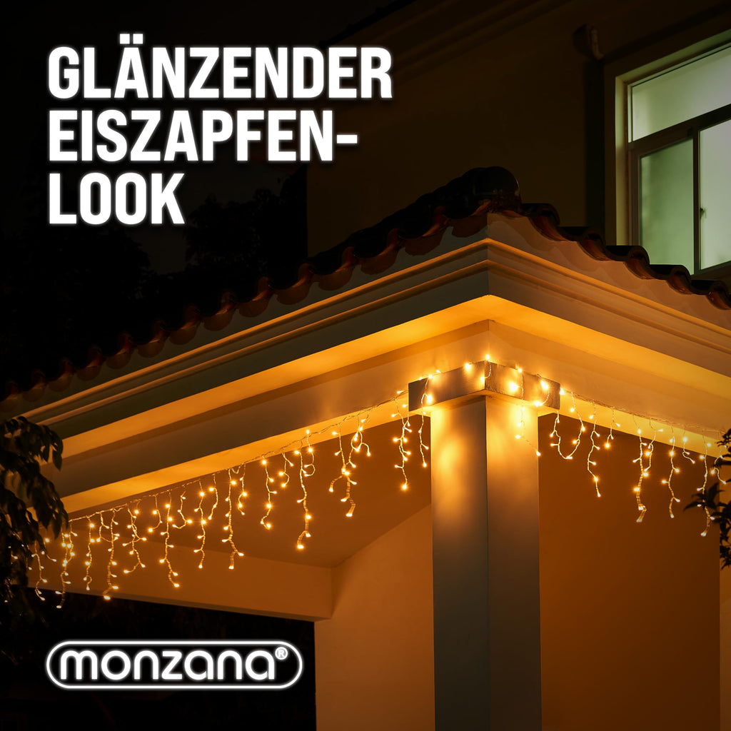Monzana® Eisregen Lichterkette Außen 200 LED Kaltweiß