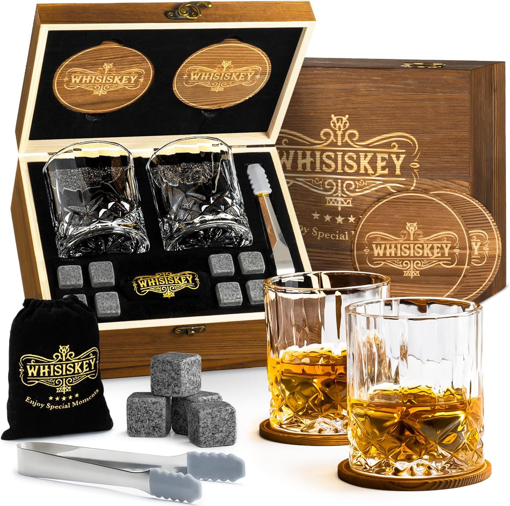 Whisiskey Whisky Gläser Set - Whiskey Geschenkset Glas - Whiskygläser