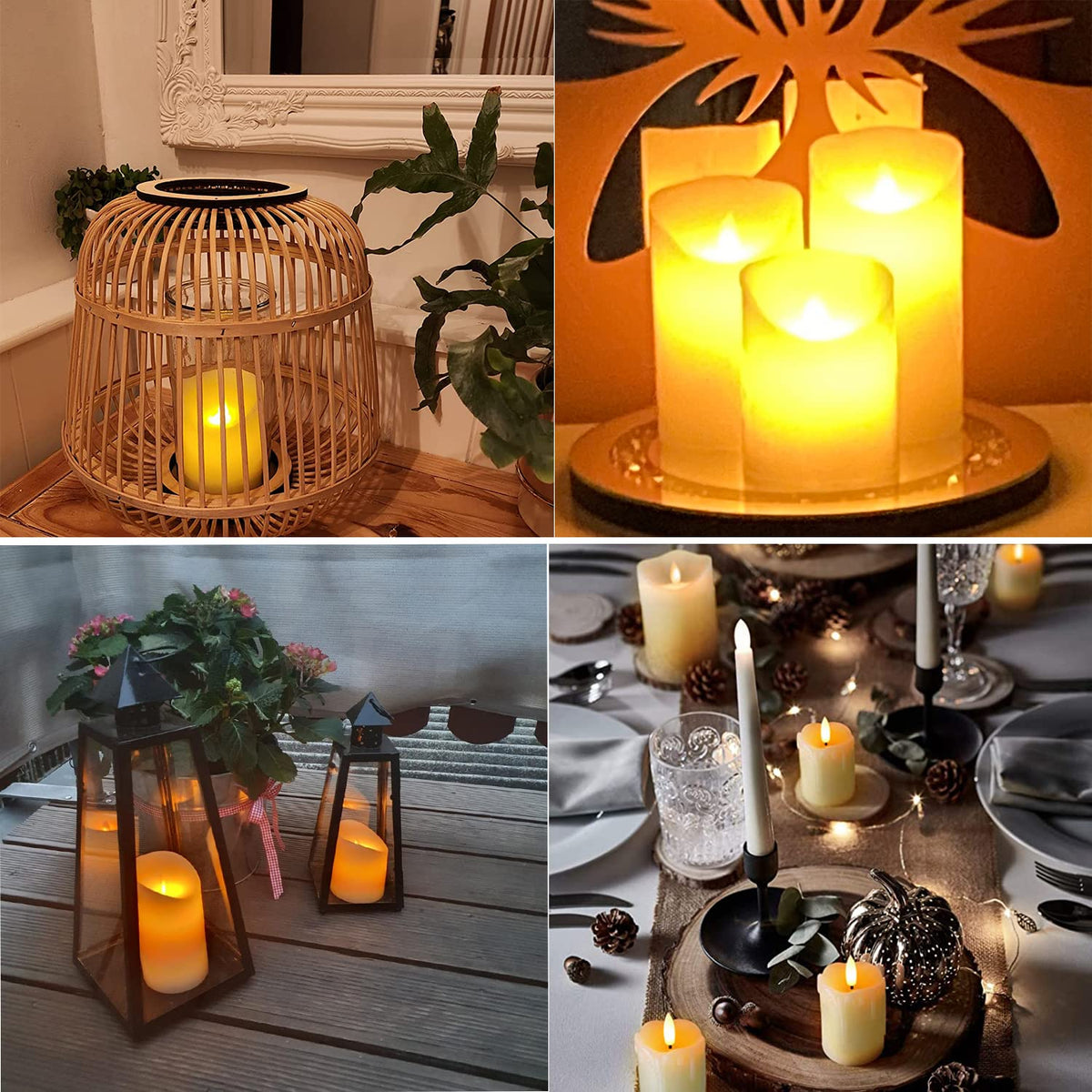 2PACK Wasserdichte Outdoor Flammenlose LED Kerzen Fernbedienung Timer