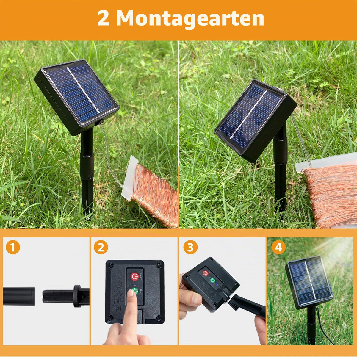 Peasur 3 Stück Solar Lichterkette Outdoor, 3x12M 120 LED Lichterkette Außen