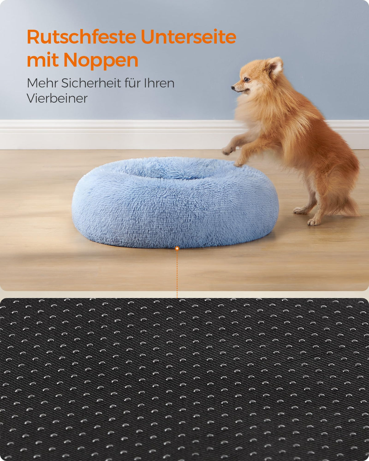 Feandrea Hundebett flauschig, waschbar, Langer Plüsch, 70 cm Durchmesser