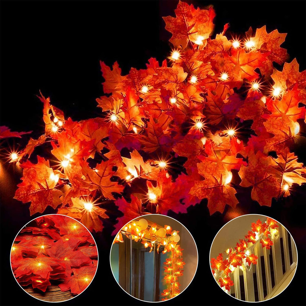 Herbst lichterkette, Herbst Blättergirlande,lichterkette,30 Ahornblatt Licht,Länge 3 Meter Benutzt für herbstdeko und weihnachtsdeko halloween deko party deko tischdeko