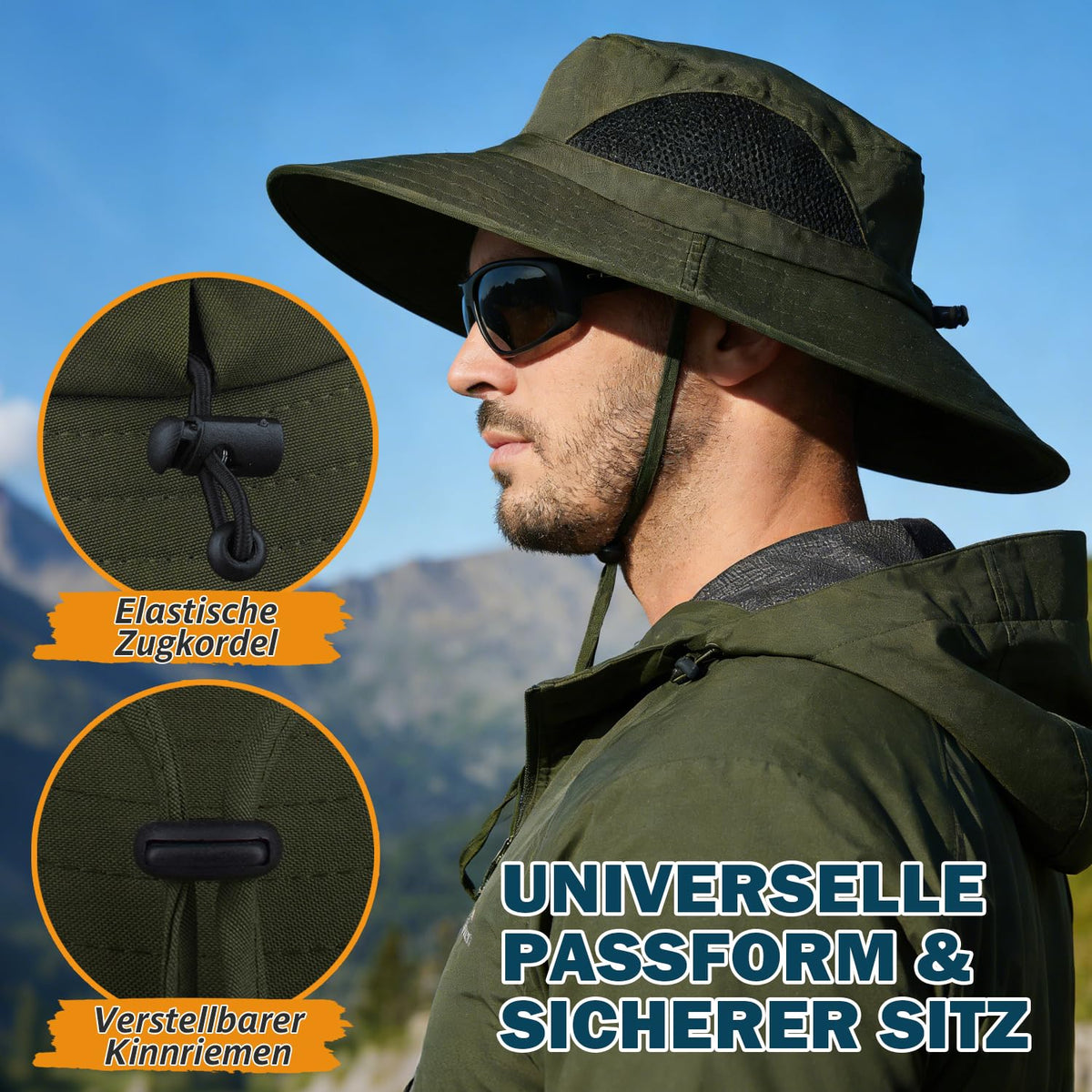 EINSKEY Breitkrempe Sonnenhut, wasserdichter Buschhut für Damen und Herren
