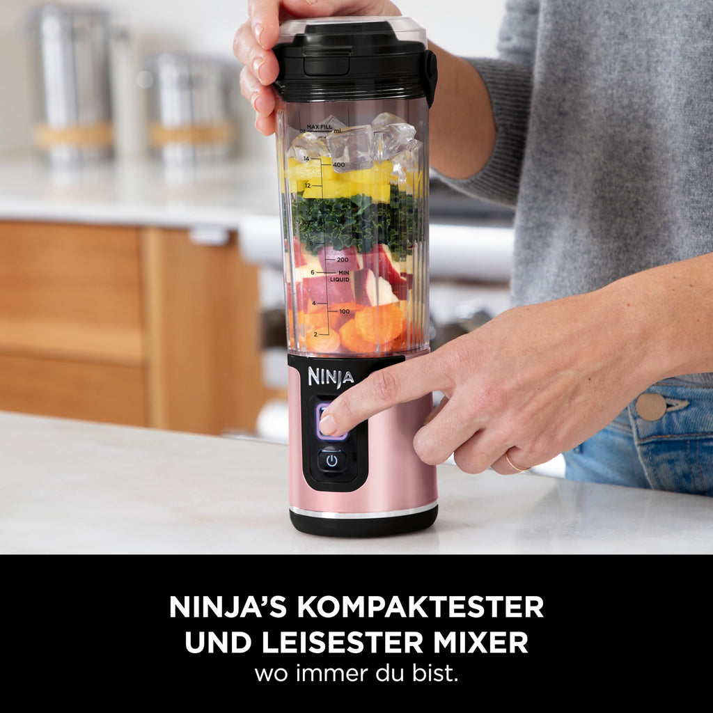 Ninja Blast Tragbarer Mixer / Blender / Smoothie Maker, 530ml Becher, Auslaufsicherer Deckel, Leistungsstarker Mini Standmixer, Kabellos & Wiederaufladbar, Zerkleinert Eis & Obst, Blau, BC151EUNV