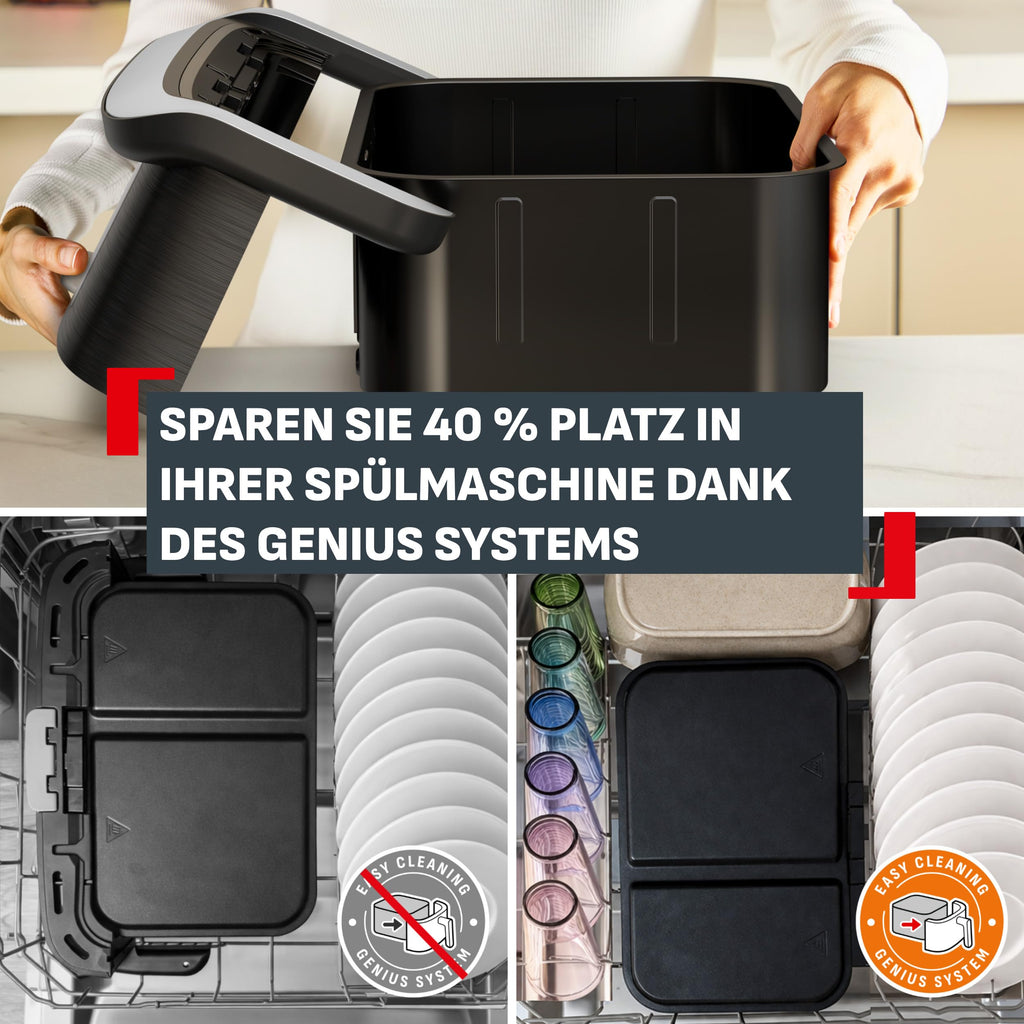 Tefal Dual Easy Fry Heißluftfritteuse 8,3 L mit 2 Kammern