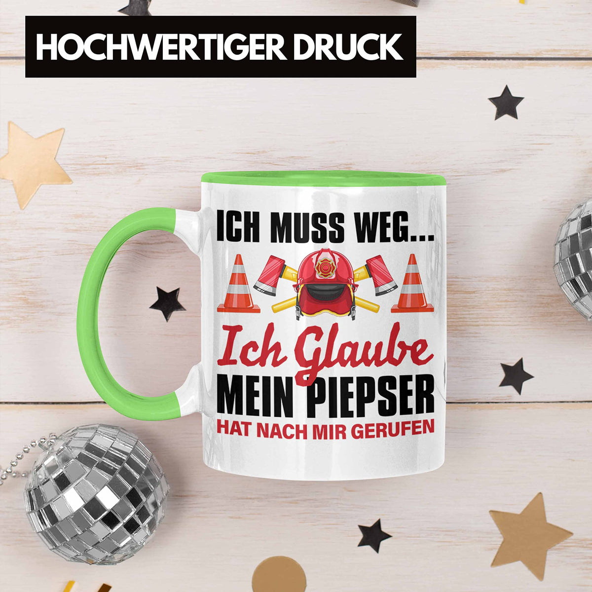 Trendation - Feuerwehr Tasse Geschenk für Feuerwehrmann Geburtstag Männer Spruch (Schwarz)