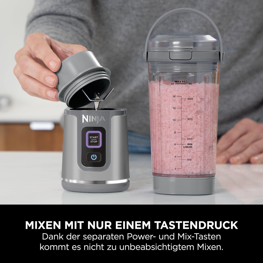 Ninja Blast Tragbarer Mixer / Blender / Smoothie Maker, 530ml Becher, Auslaufsicherer Deckel, Leistungsstarker Mini Standmixer, Kabellos & Wiederaufladbar, Zerkleinert Eis & Obst, Blau, BC151EUNV