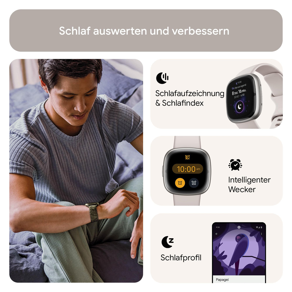 Google Fitbit Sense 2 – Smartwatch Damen / Herren – Fitnessuhr mit integriertem GPS und Telefonfunktion – Fitness-Tracking mit Stressmanagement, EKG und Schlafanalyse – kompatibel mit Android/iOS