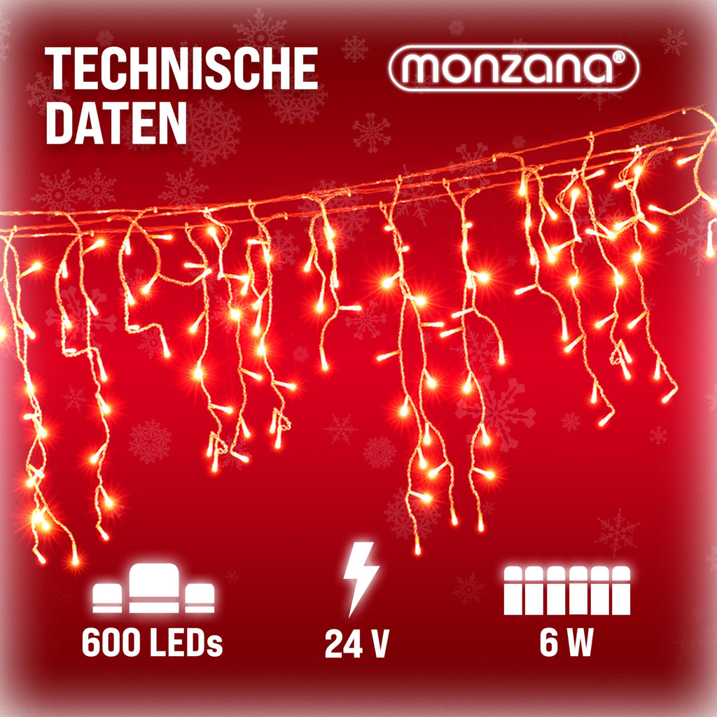 Monzana® Eisregen Lichterkette Außen 200 LED Kaltweiß