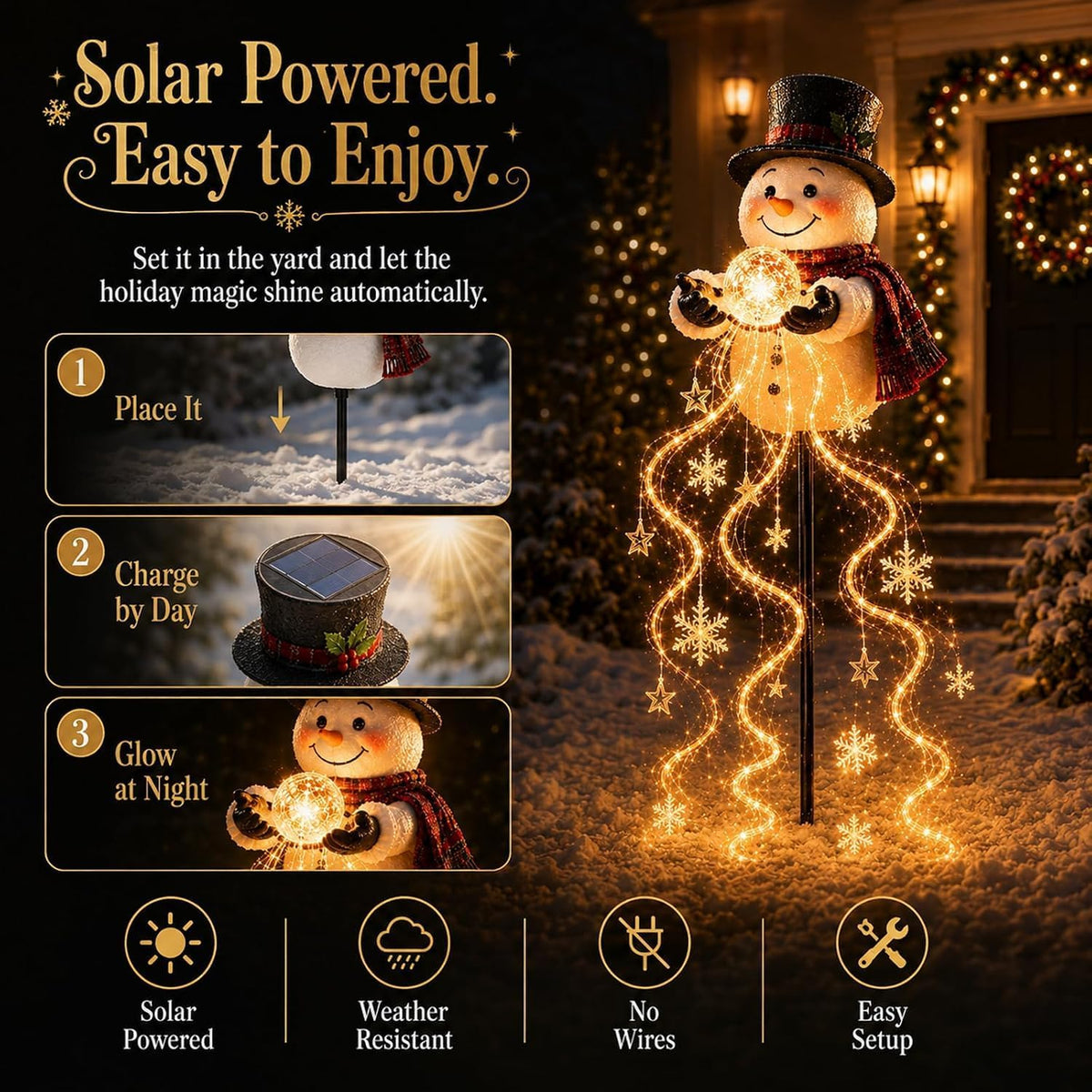 Snowman Magic Fountain - Flowing Snowflake LED Christmas Garden Light,Magischer Schneemann-Brunnen,LED-Gartenleuchte mit fließendem Schneeflocken-Effekt Gartendekoration den Außenbereich (1pcs)