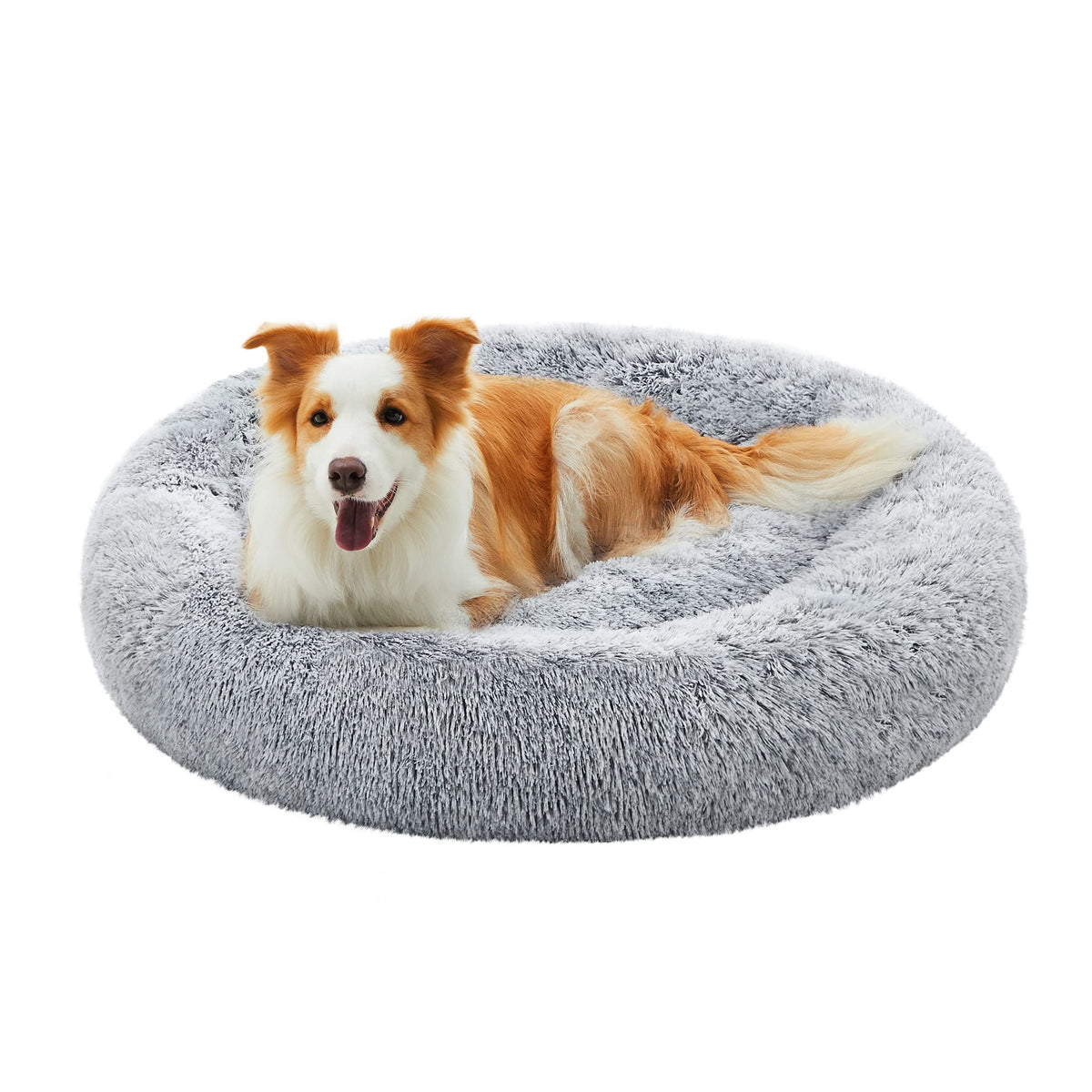 Feandrea Hundebett flauschig, waschbar, Langer Plüsch, 70 cm Durchmesser