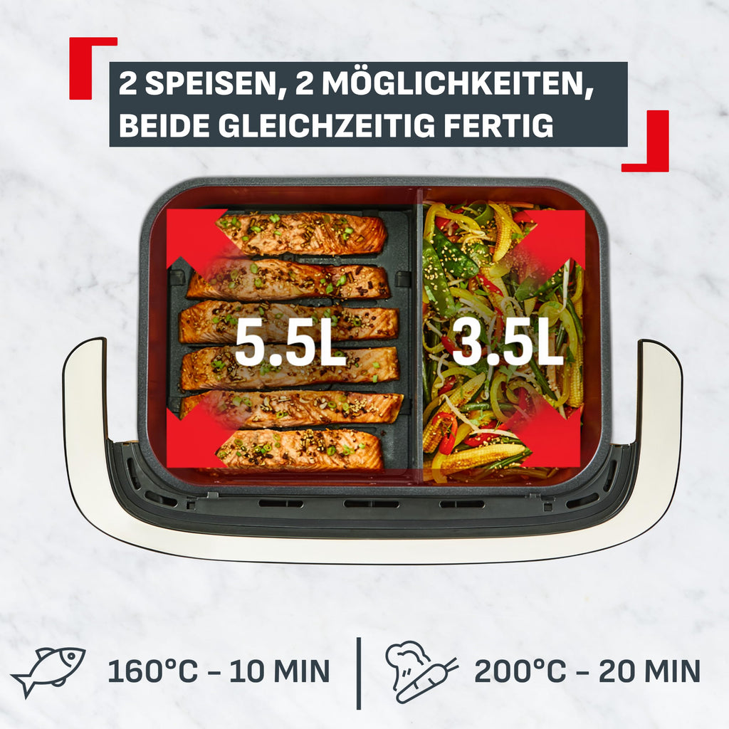 Tefal Dual Easy Fry Heißluftfritteuse 8,3 L mit 2 Kammern