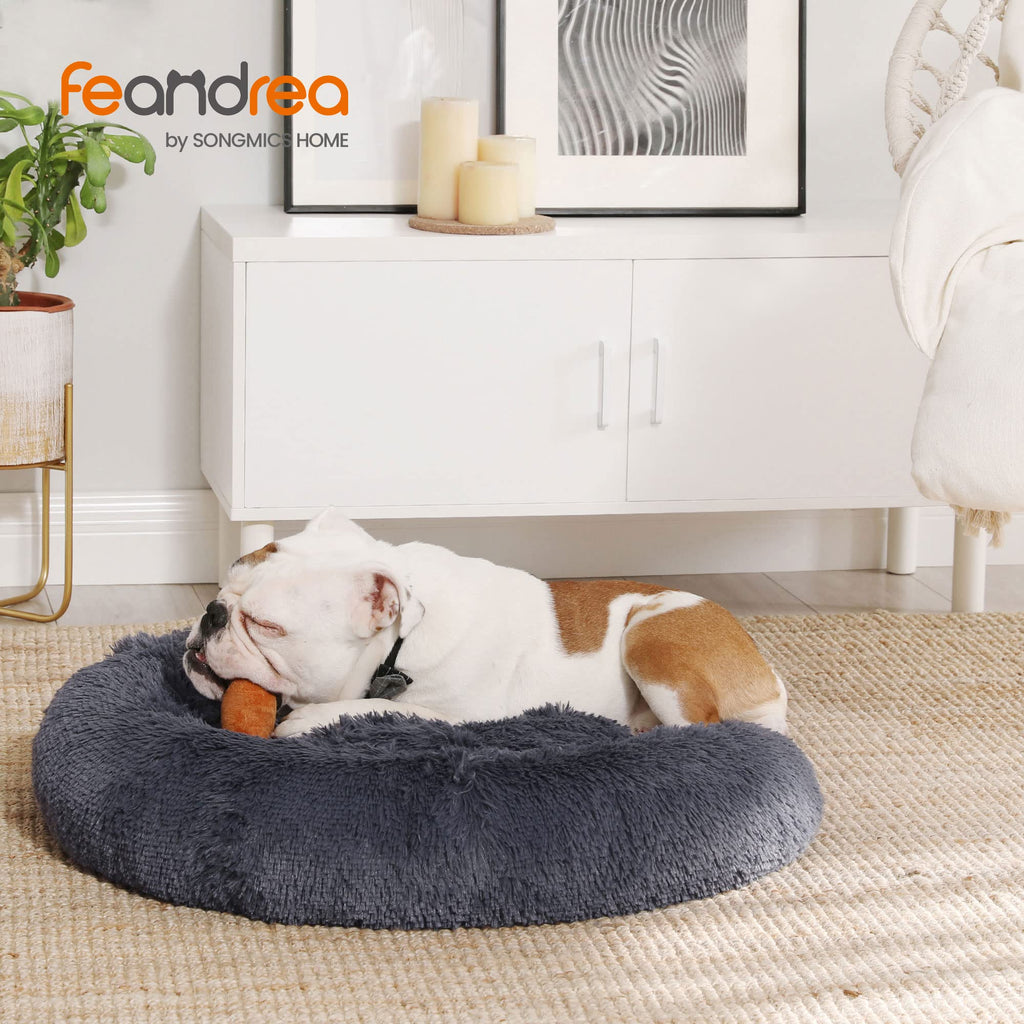Feandrea Hundebett flauschig, waschbar, Langer Plüsch, 70 cm Durchmesser