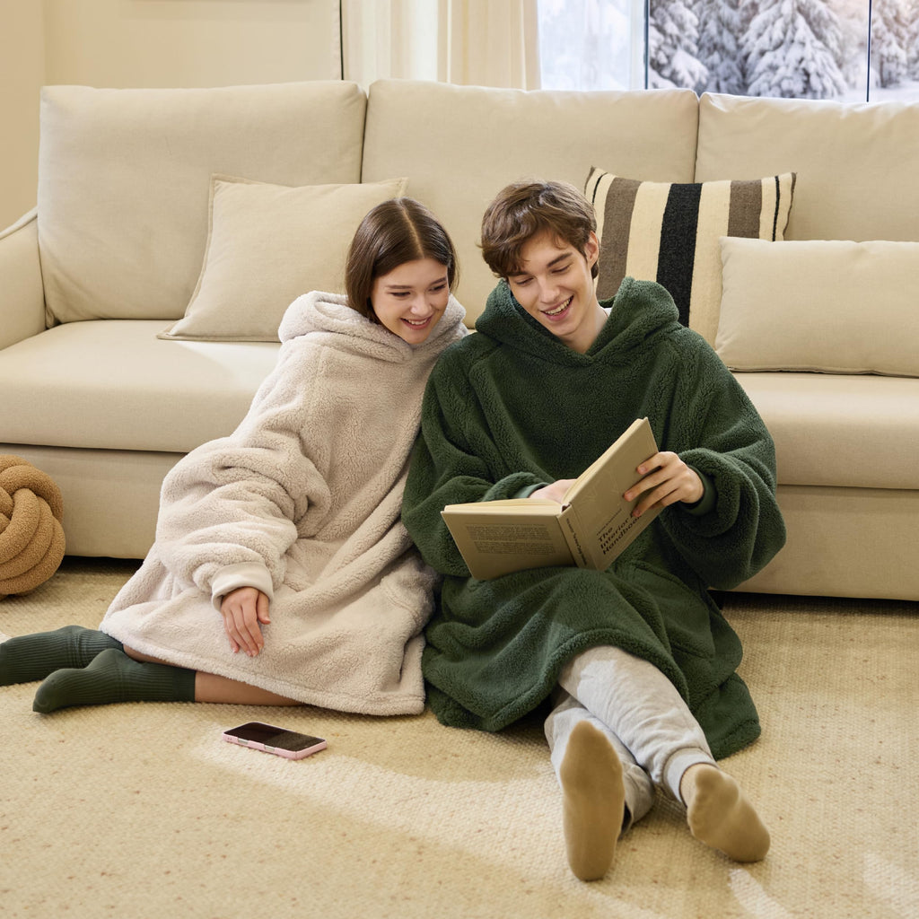 BEDSURE Hoodie Decke mit Ärmeln Geschenke Grau - 95x85cm