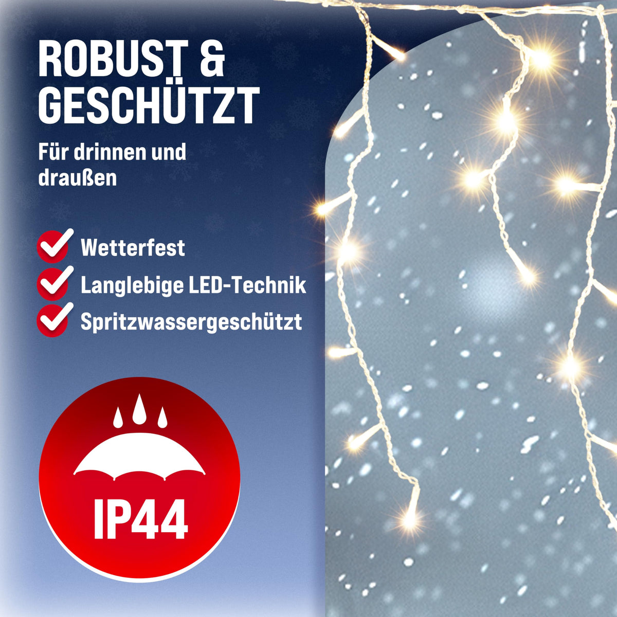 Monzana® Eisregen Lichterkette Außen 200 LED Kaltweiß