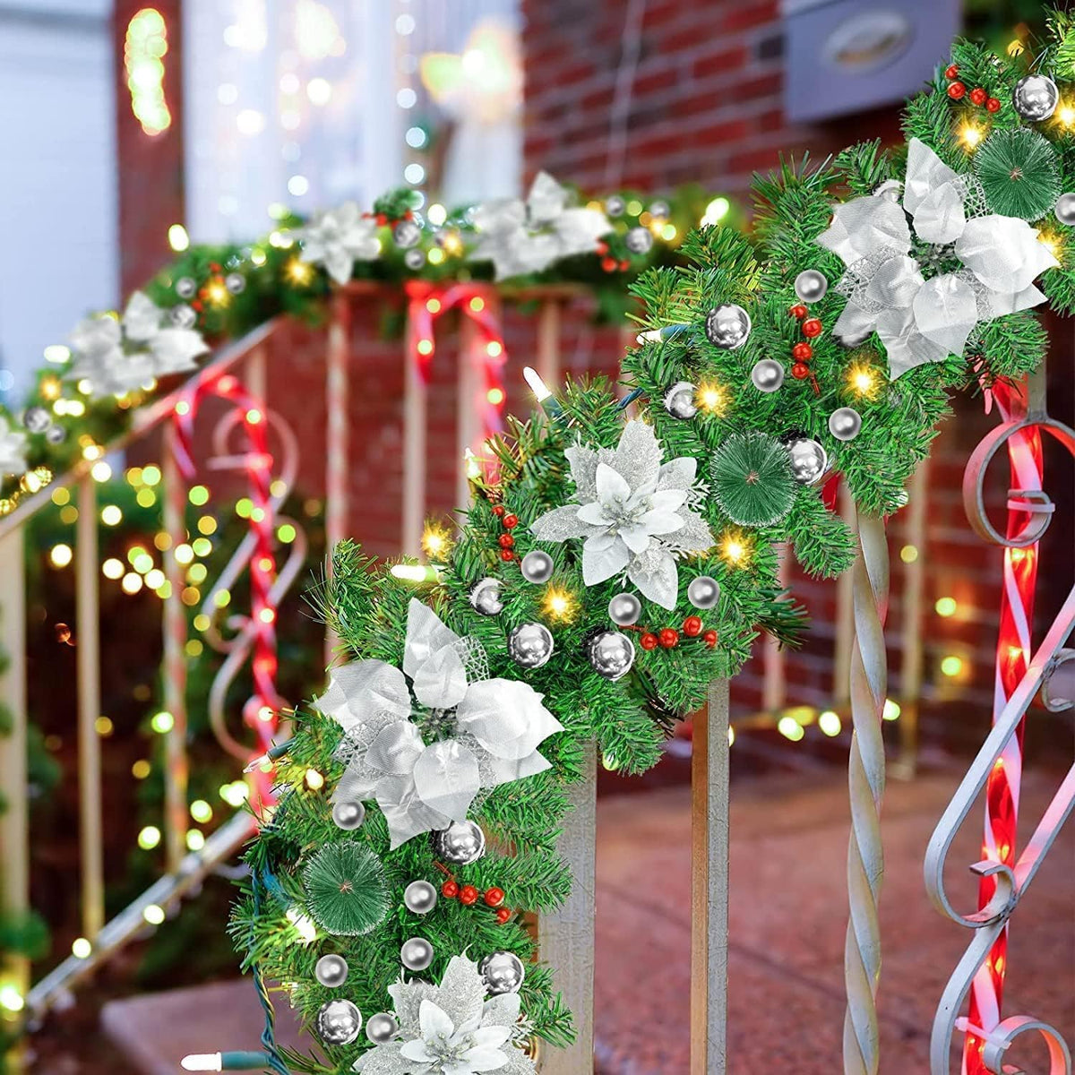 Weihnachtsgirlande mit Beleuchtung - Weihnachtsgirlande - 270cm Weihnachtsgirlande Weihnachtskranz Tannengirlande Weihnachtsdeko Beleuchtet Künstlich Weihnachten Dekoration