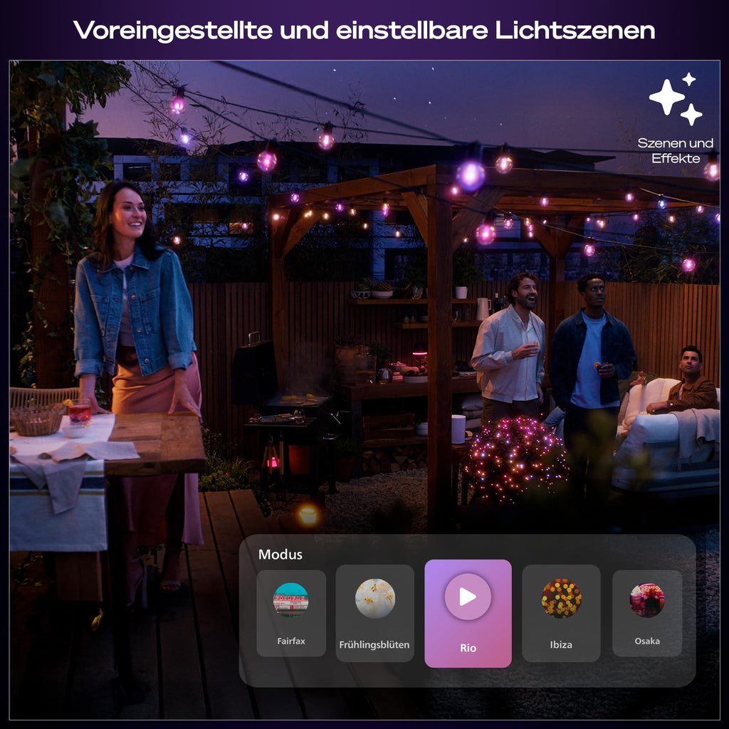 Philips Hue Festavia Globe Außenlichterkette, 7m, 10 Lampenkugeln