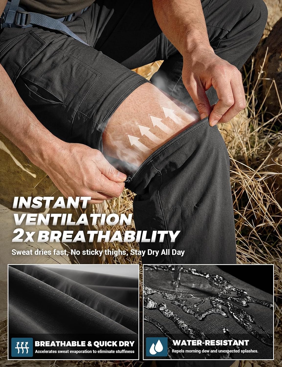 Wespornow Wanderhose Herren Zip-Off: 3 in 1 Atmungsaktiv für Trekking