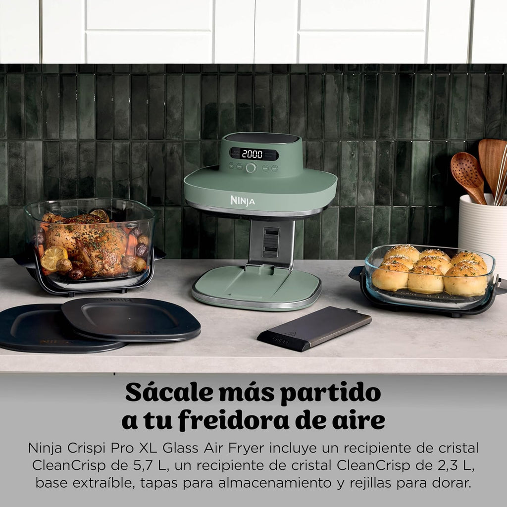 Ninja CRISPi PRO XL Glas-Heißluftfritteuse, 5 Funktionen, Moosgrün