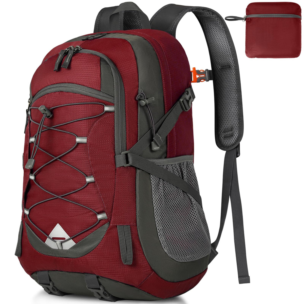 IGOLUMON Wanderrucksack Herren Damen 40L Wasserdichter Rucksack Leicht Faltbarer Reiserucksack Trekkingrucksack mit Reflexstreifen Für Radfahren, Klettern, Bergsteigen und Reisen Sport，Schwarz