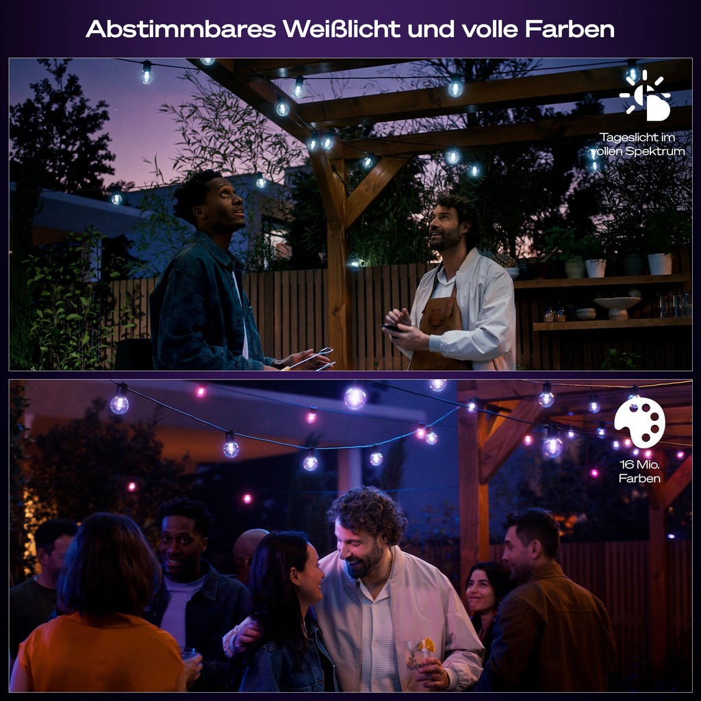 Philips Hue Festavia Globe Außenlichterkette, 7m, 10 Lampenkugeln