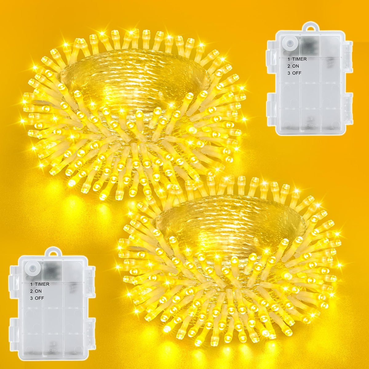 Dalugo 2 Stück Lichterkette Batterie, 3M 30 LED Orange Wasserdicht Lichterketten mit 6h Timer für Innen außen