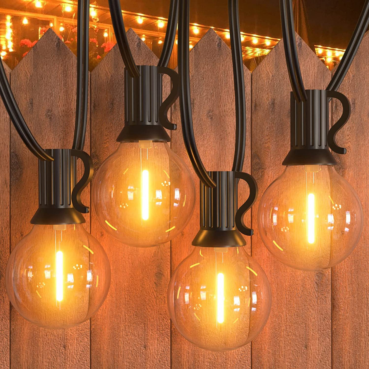GPATIO Lichterkette Outdoor Außen LED Strom, 30M Lichterketten mit 52 Bulbs