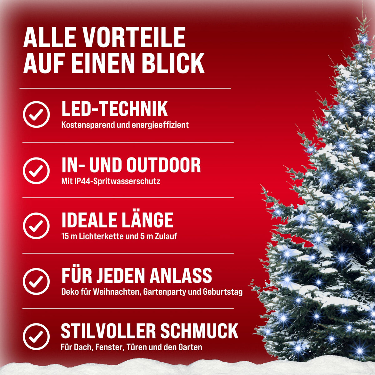 Monzana® Eisregen Lichterkette Außen 200 LED Kaltweiß