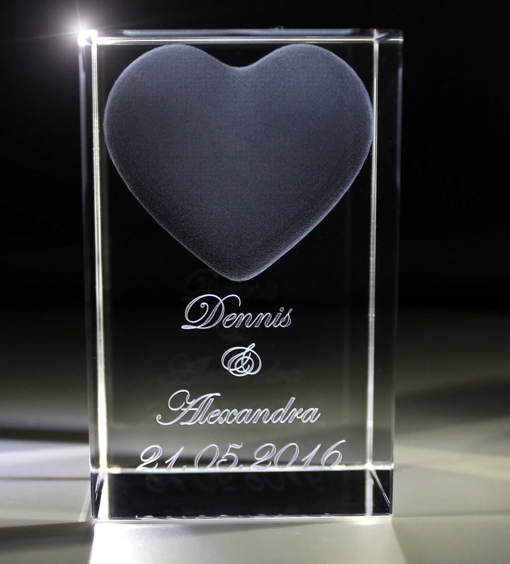 VIP-LASER 3D Herz mit Wunschtext inkl. LED Leuchtsockel Schwarz & Gravur | Personalisiertes Geschenk graviert für Frauen und Männer | Geschenkidee zu Weihnachten Valentinstag Jahrestage
