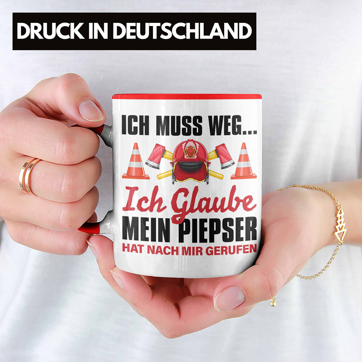 Trendation - Feuerwehr Tasse Geschenk für Feuerwehrmann Geburtstag Männer Spruch (Schwarz)