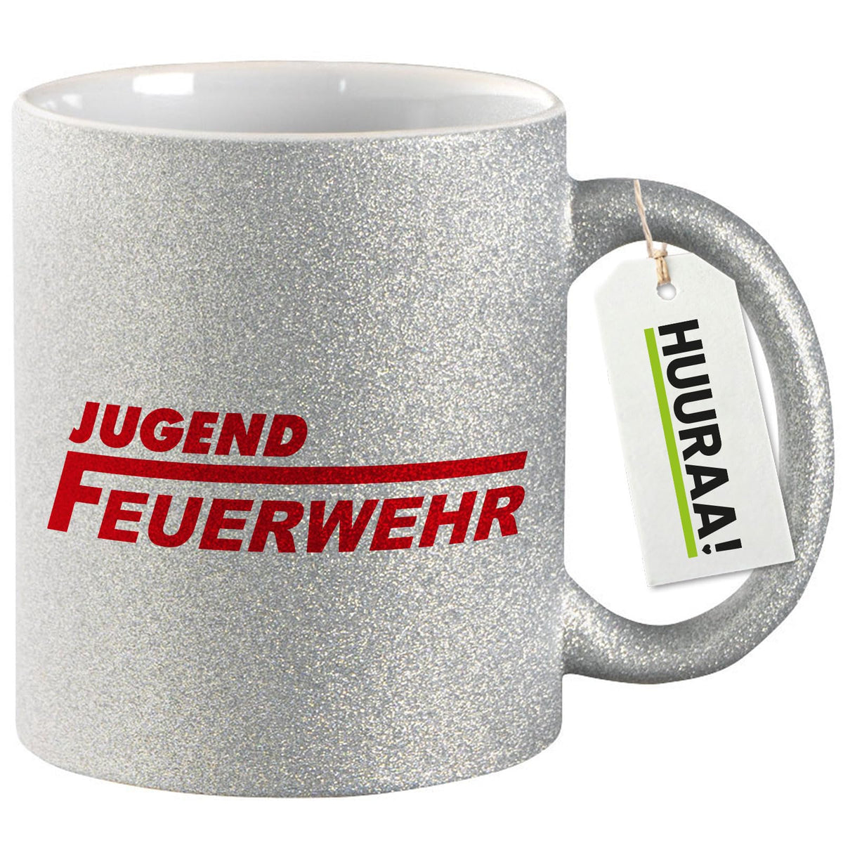 Huuraa Glitzertasse Jugend Feuerwehr Schriftzug Geschenk
