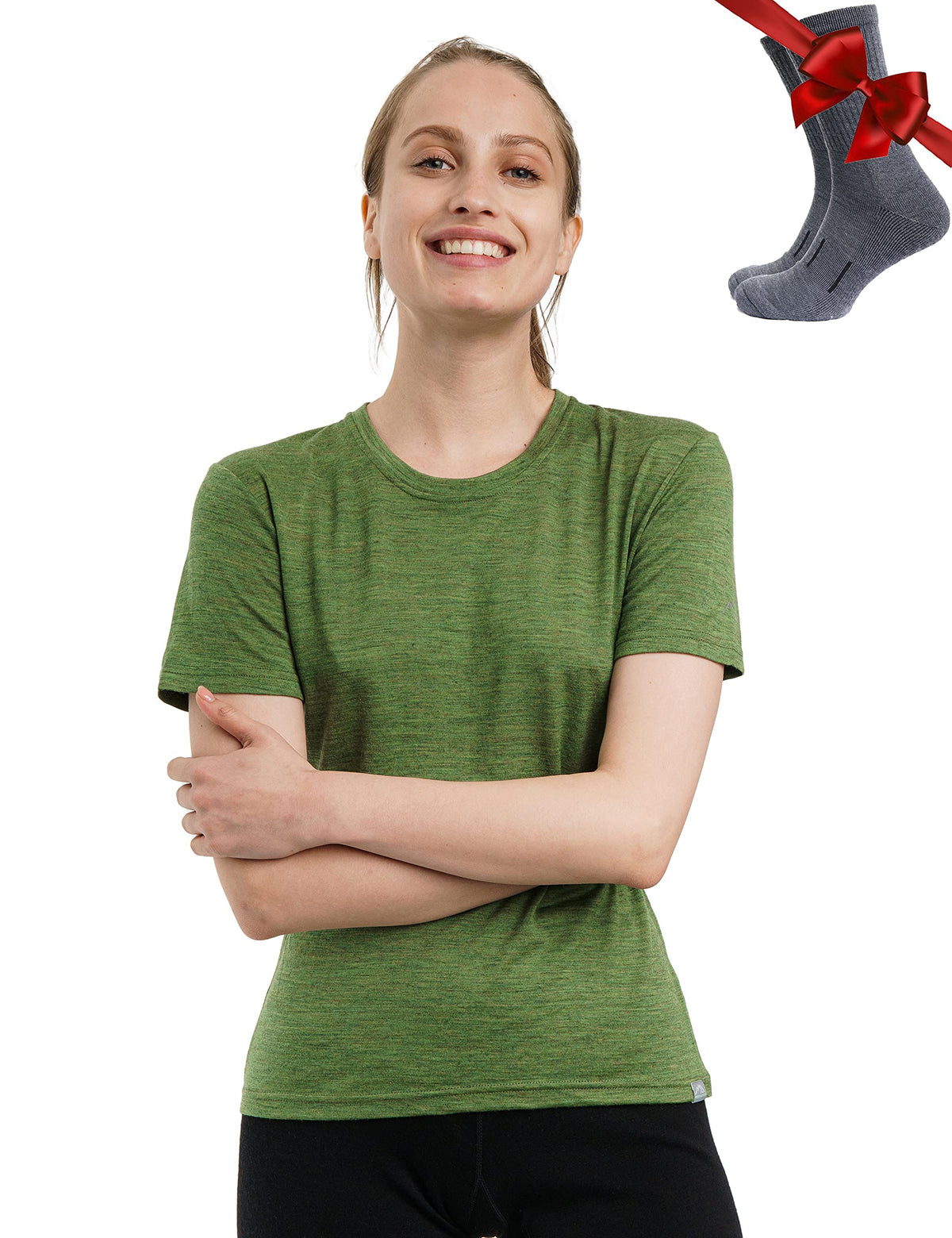Merino.tech 100% Merino Shirt Damen Wandern & Alltag + Wandersocken