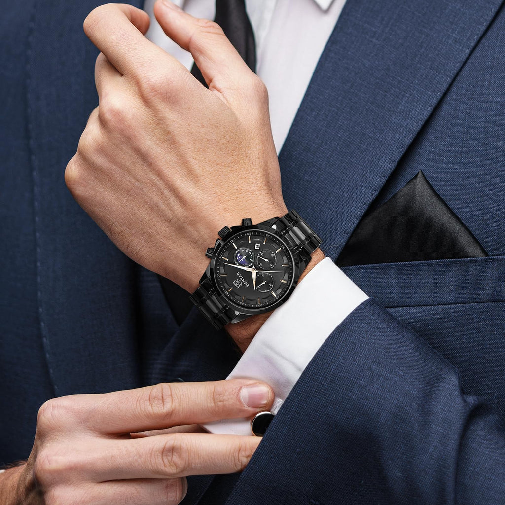 BENYAR BY Uhren Herren Chronograph Analog Quarz Wasserdicht Datum Armbanduhr Herren Mode Business-Kleid Herrenuhr Elegantes Geschenk fur Männer