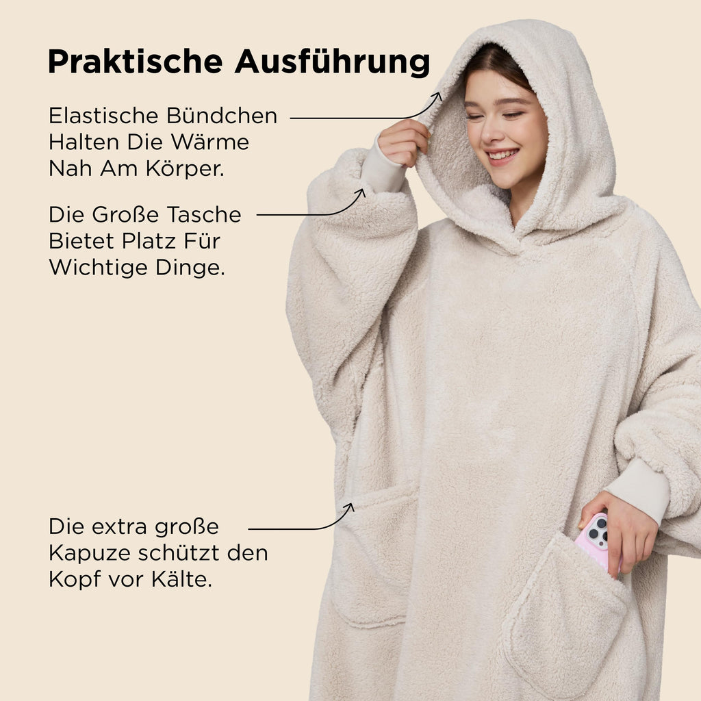 BEDSURE Hoodie Decke mit Ärmeln Geschenke Grau - 95x85cm