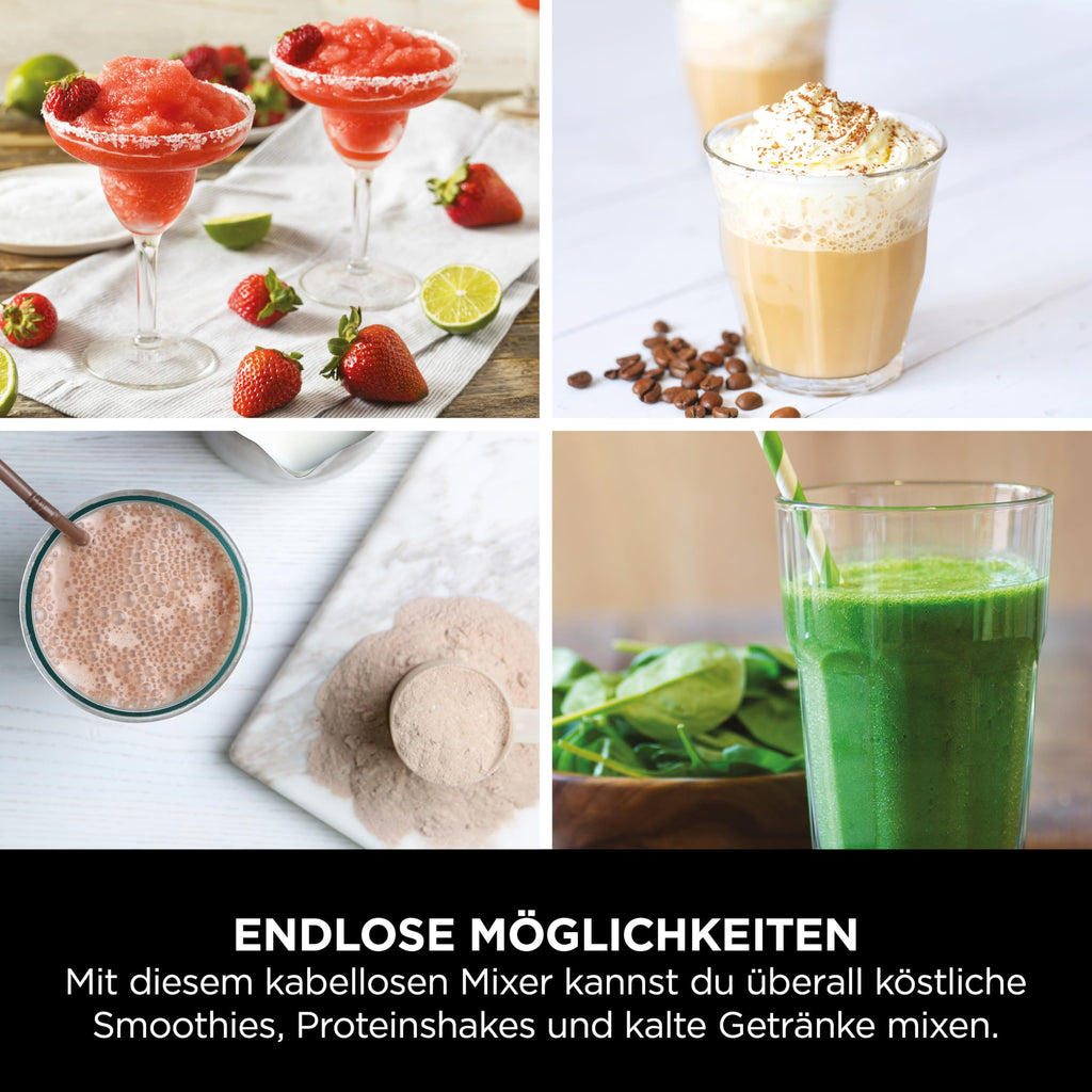 Ninja Blast Tragbarer Mixer / Blender / Smoothie Maker, 530ml Becher, Auslaufsicherer Deckel, Leistungsstarker Mini Standmixer, Kabellos & Wiederaufladbar, Zerkleinert Eis & Obst, Blau, BC151EUNV