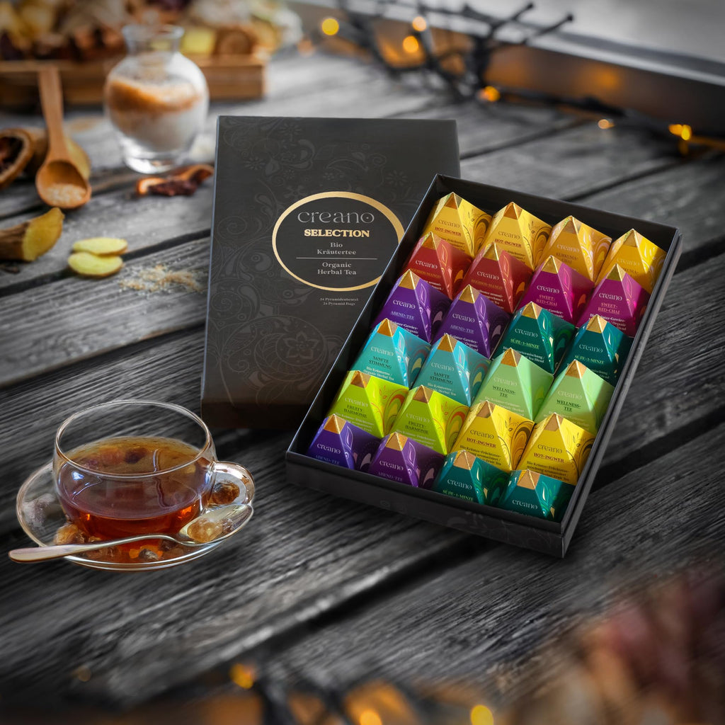 Creano Premium Bio Kräutertee Geschenkset „ORGANIC HERBAL TEA“ - 9 Pyramiden-Teebeutel in 9 unterschiedlichen Sorten - 22,5g - NEUHEIT 2024*