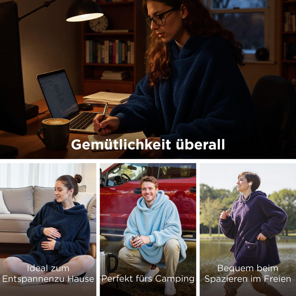 BEDSURE Hoodie Decke mit Ärmeln Geschenke Grau - 95x85cm