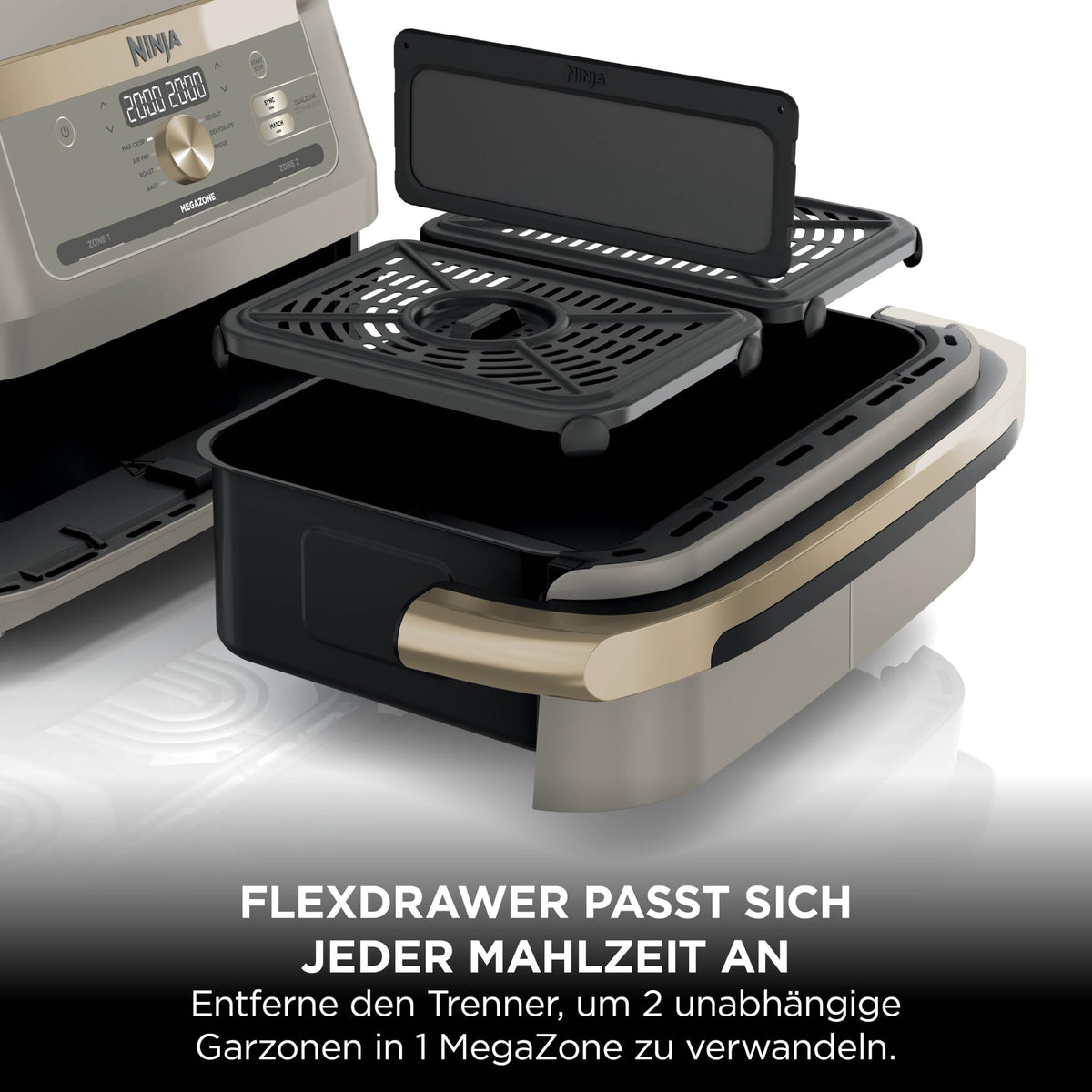 Ninja Foodi FlexDrawer Dual Zone Heißluftfritteuse, Schwarz AF500EU