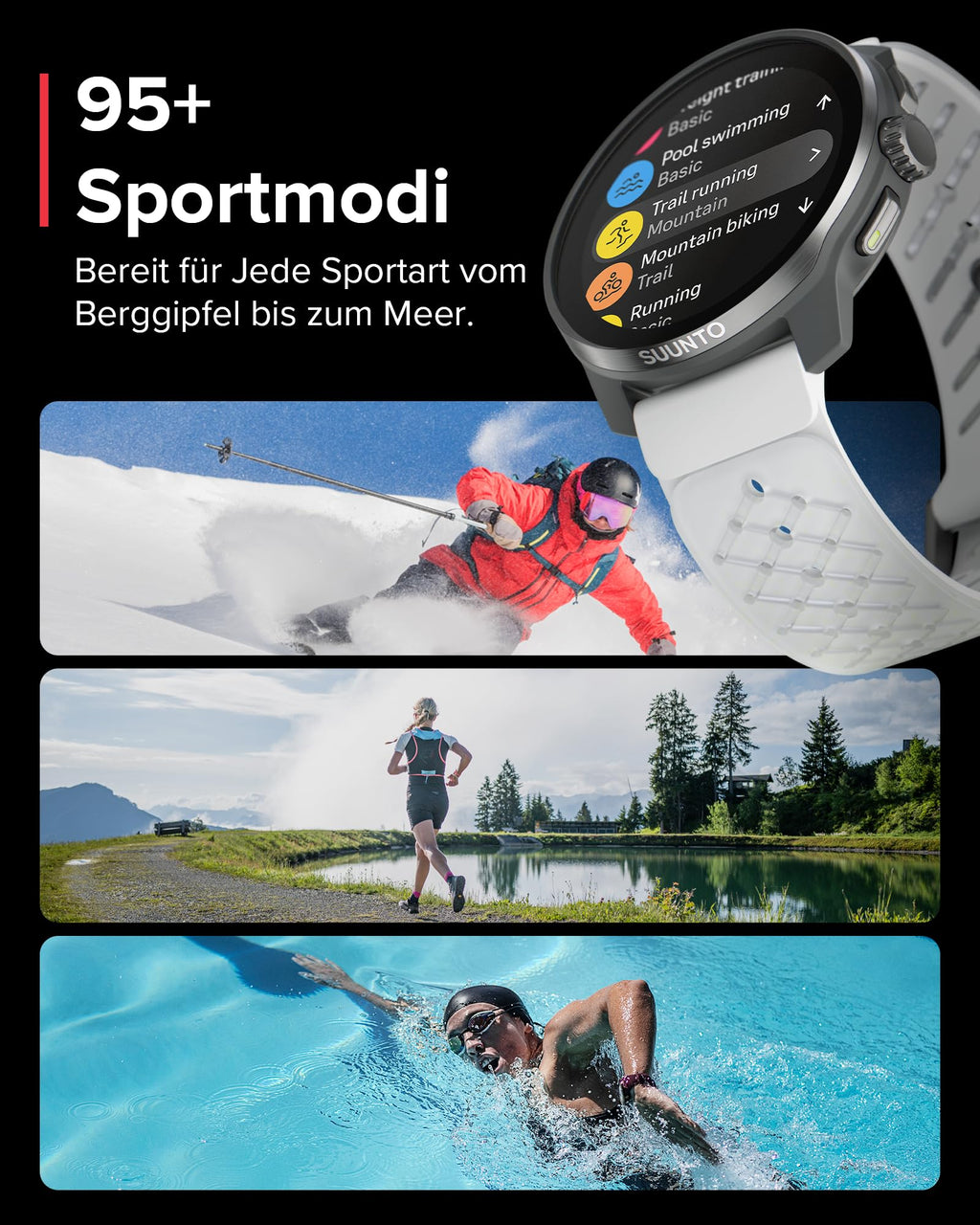 SUUNTO Race S GPS-Sportuhr, 1,3-Zoll-AMOLED-Display, 95+ Sportmodi