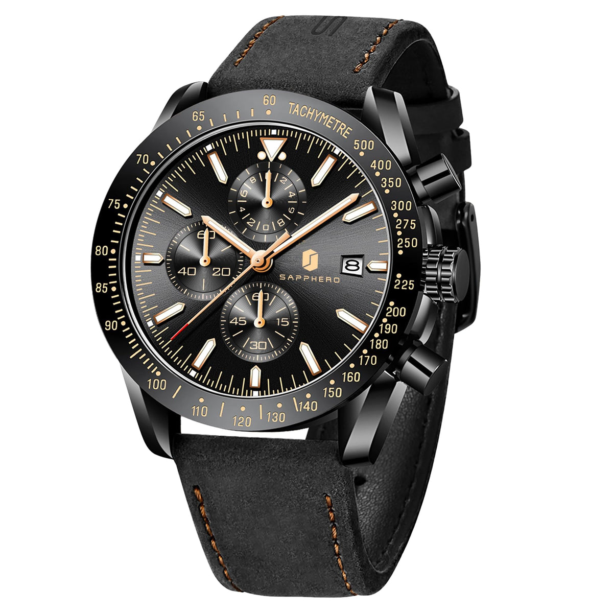 BENYAR Uhren Herren Analog Quarz Chronograph Herrenuhren Wasserdicht Datum Lederband Armbanduhr Lässig Business-Kleid fur Männer Klassische Elegantes Geschenk