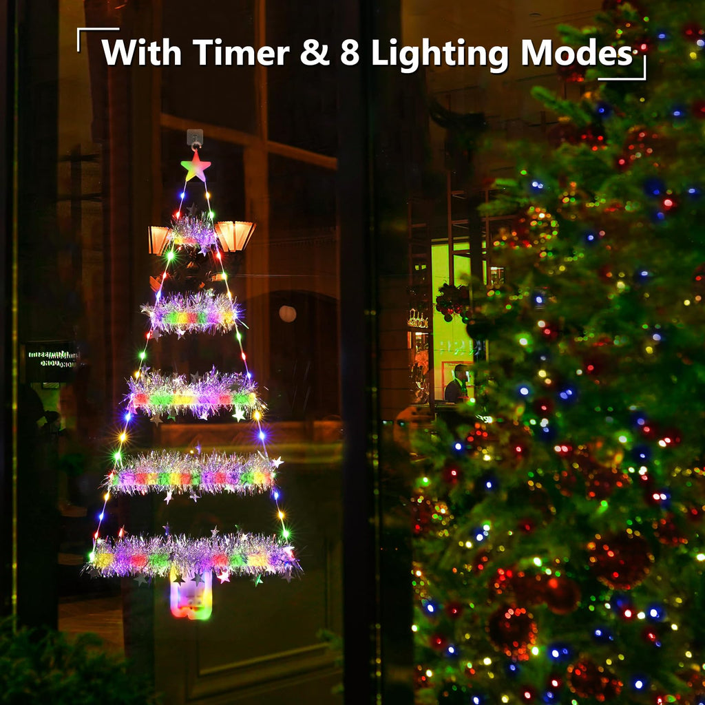 Geemoo LED Weihnachtsmann Leiter Lichterkette - 3 Meter LED Weihnachtsbeleuchtung Strombetrieben mit Timer, Speicherfunktion, 8 Modi, für Innen Außen Weihnachtsbaum Fenster Weihnachten Deko (Warmweiß)