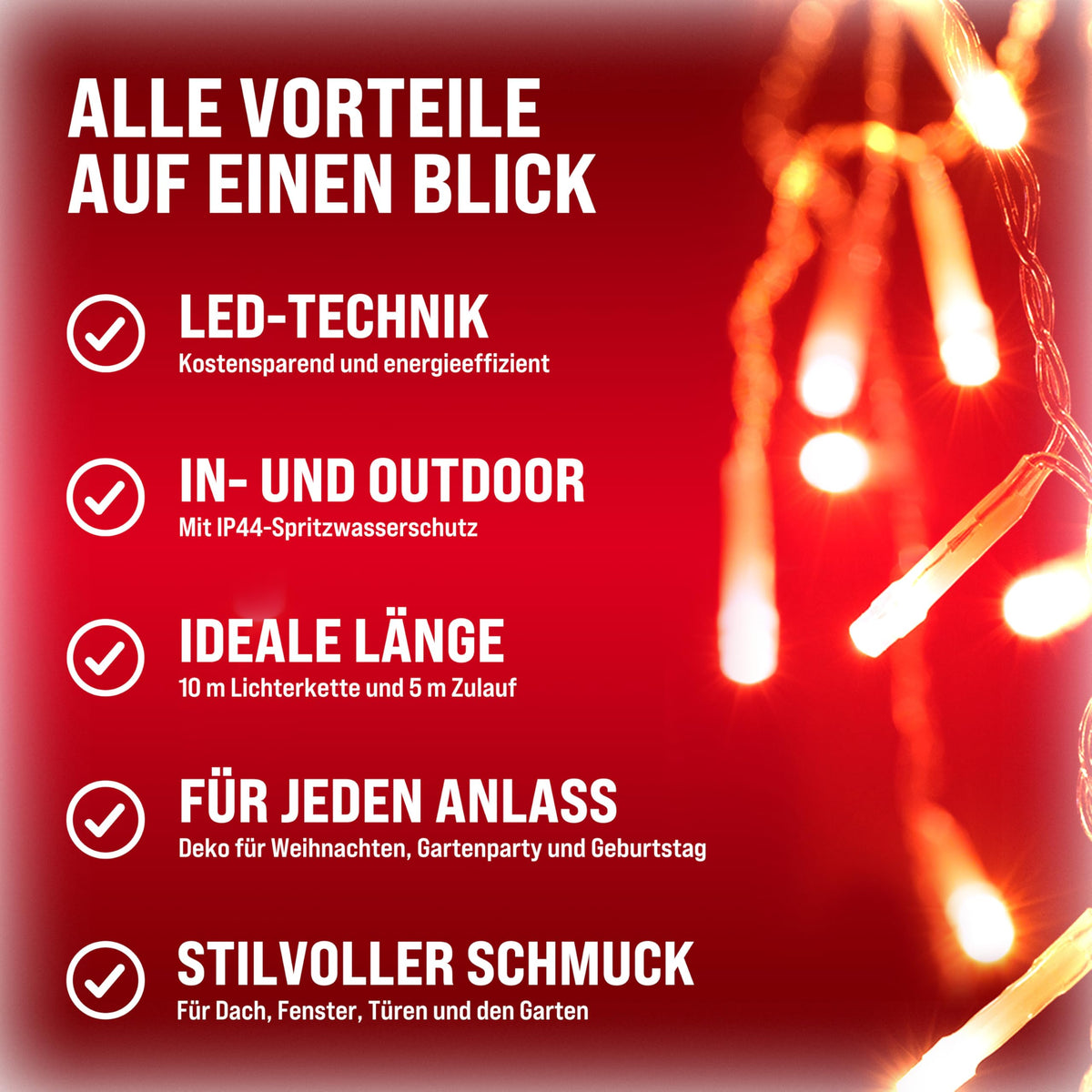 Monzana® Eisregen Lichterkette Außen 200 LED Kaltweiß
