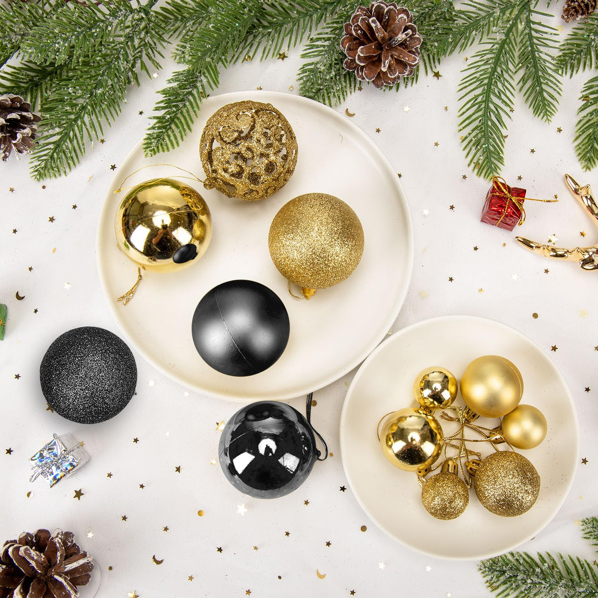 Aitsite 101 Stück Christbaumkugeln Blau Weihnachtskugeln 6CM/4 cm/2 cm Kunststoff Christbaumschmuck Wandbehang Ornamente Weihnachtsbaum Kugeln Flitter Tür Dekorationen Festival Dekore