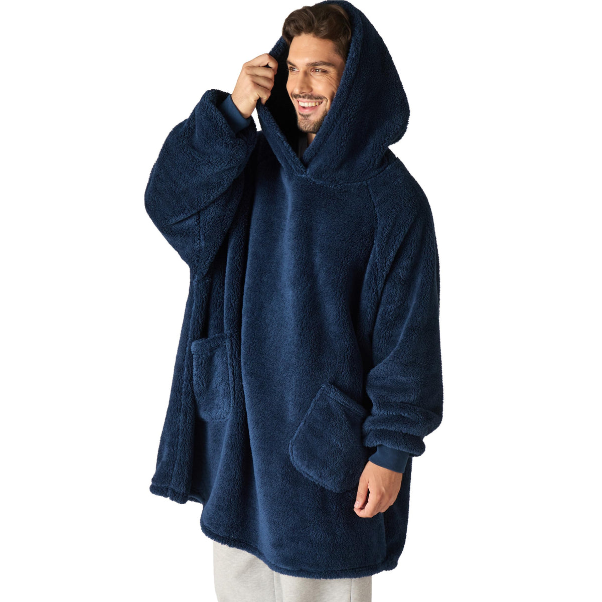 BEDSURE Hoodie Decke mit Ärmeln Geschenke Grau - 95x85cm
