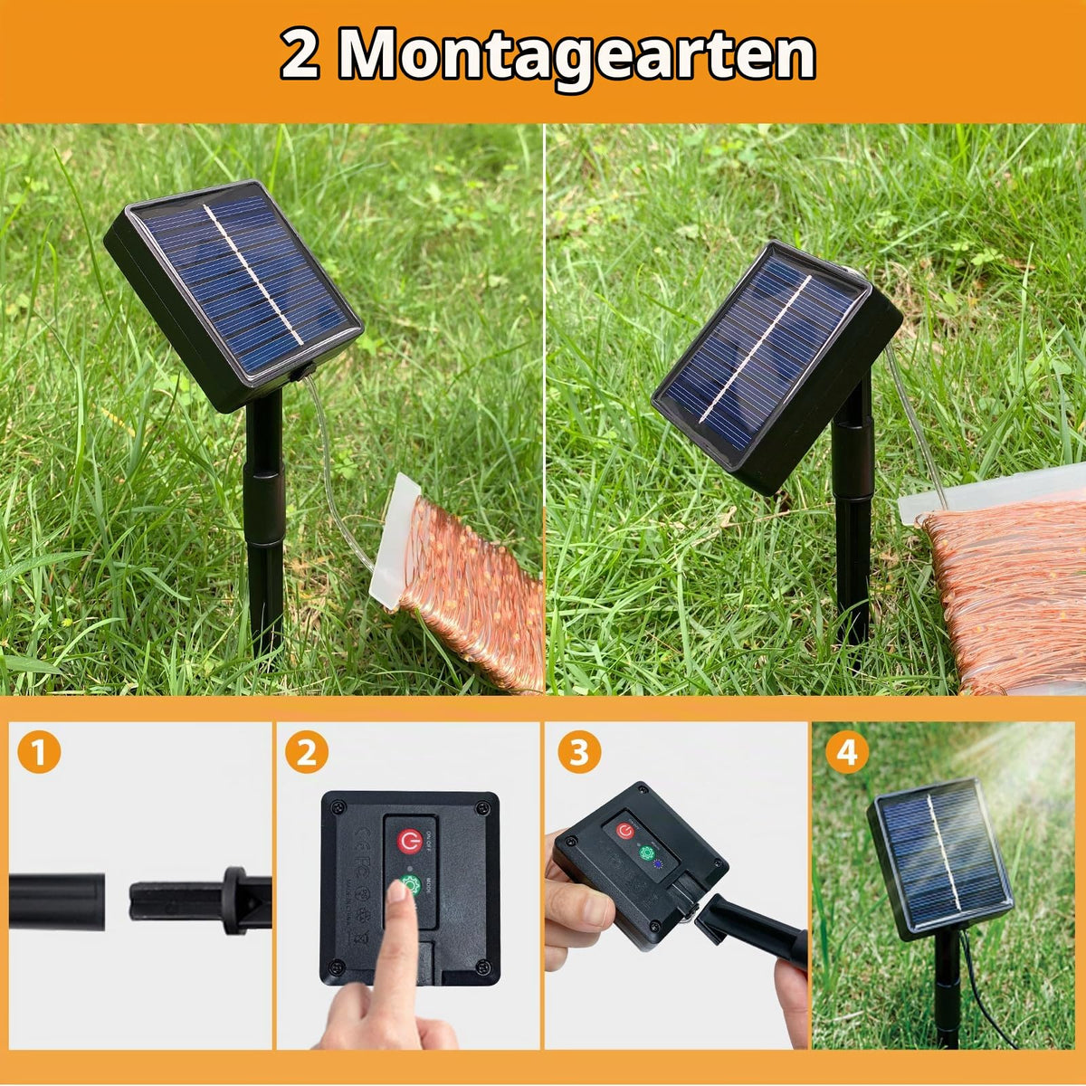 Peasur 3 Stück Solar Lichterkette Outdoor, 3x12M 120 LED Lichterkette Außen